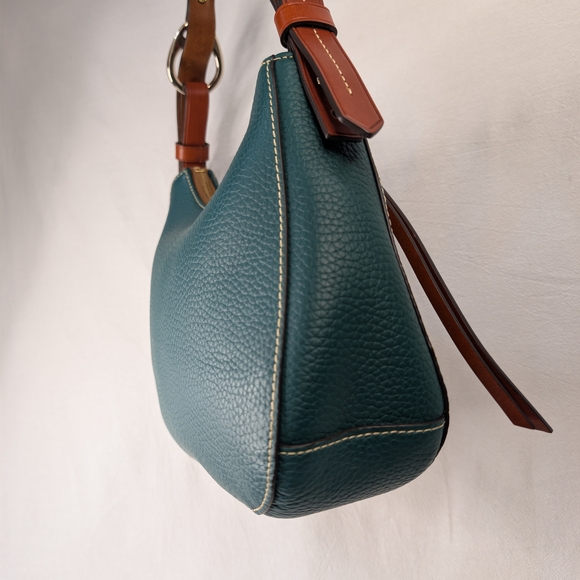 DOONEY & BOURKE Forest Green Pebble Grain Leather Small Hobo Bag Gold Hardware - Picture 14 of 15